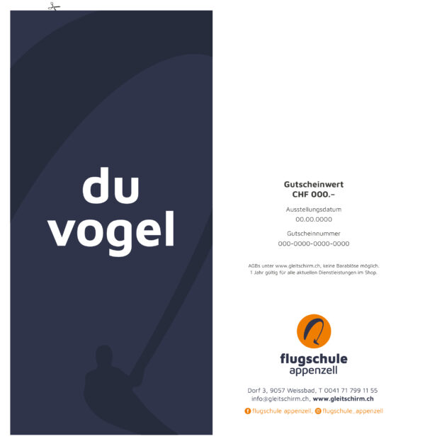 «Du Vogel» Wertgutschein
