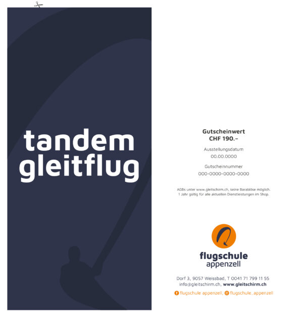 Tandem Gleitflug Gutschein